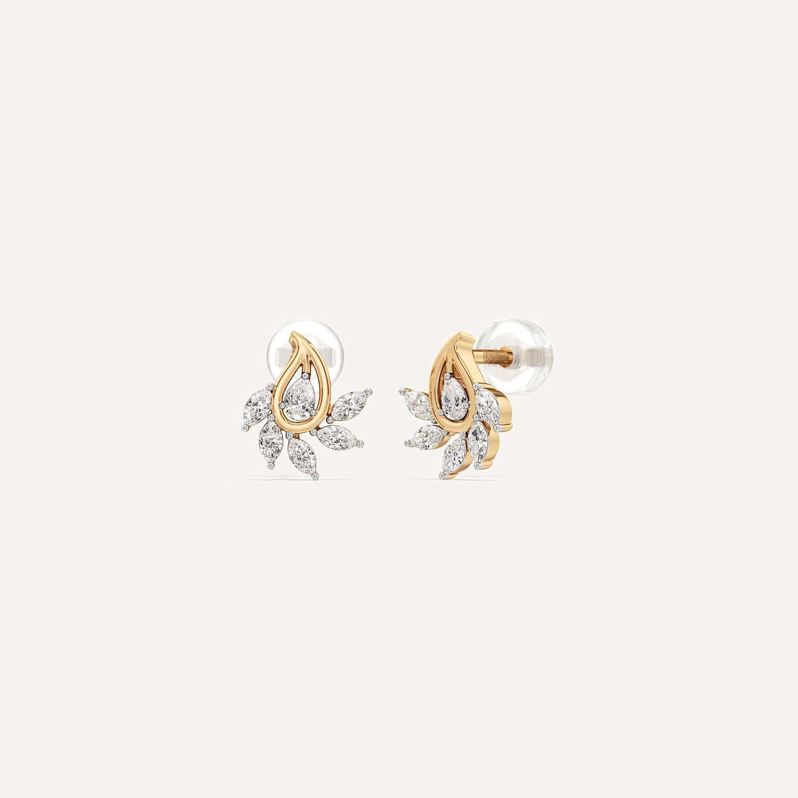 Crescent Pearl Diamond Stud