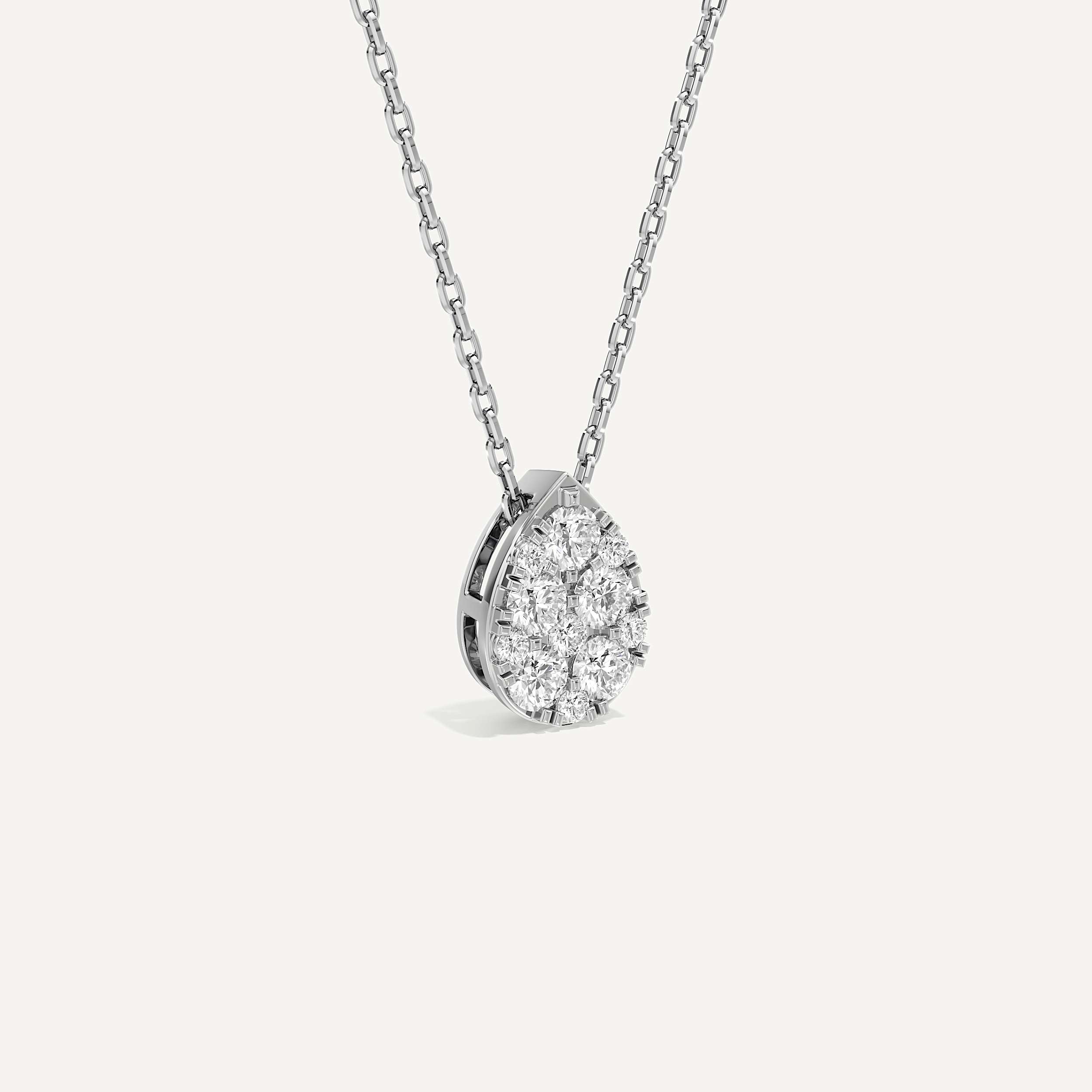 Drawn Pear Diamond Pendant with Chain