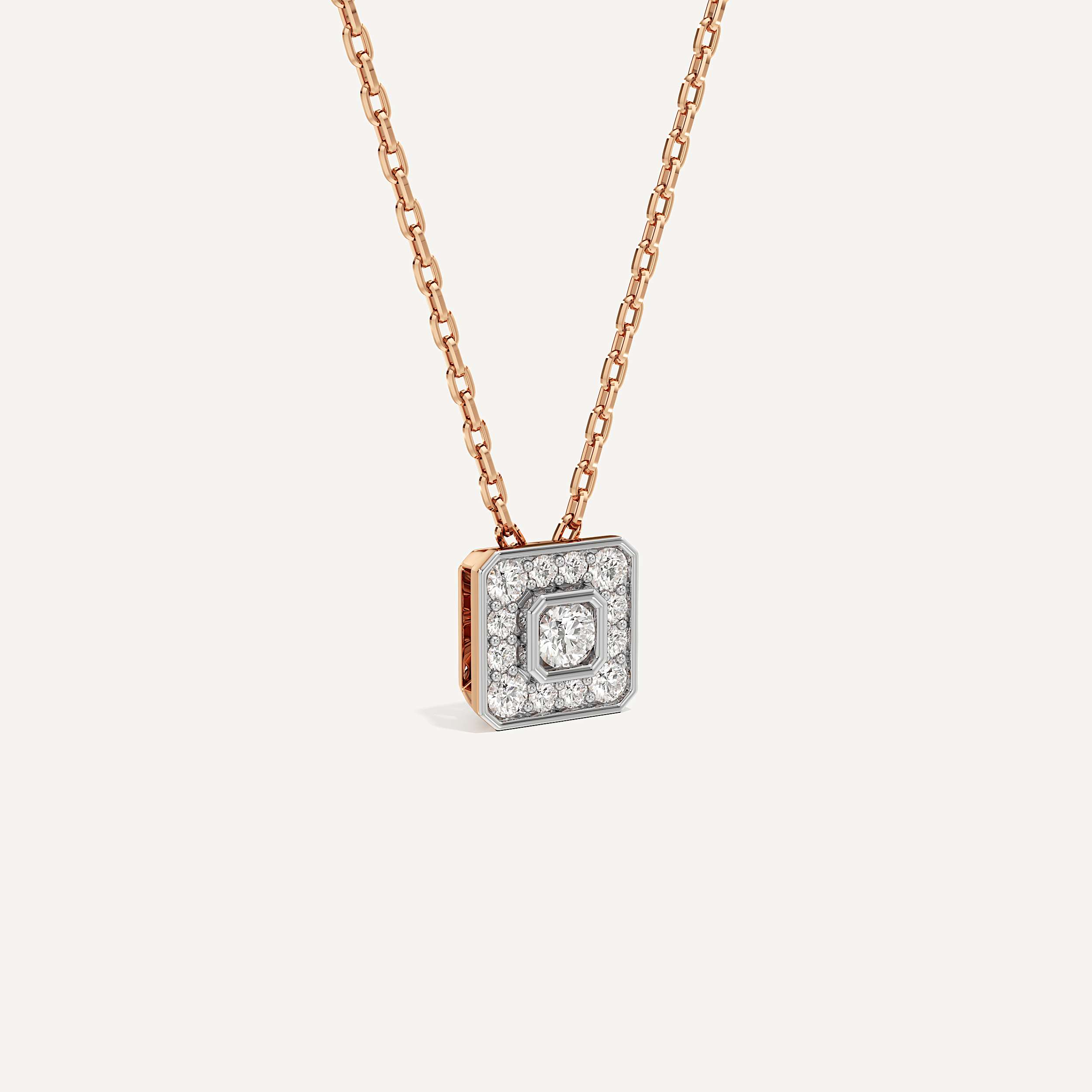 Softly Framed Asscher Diamond Pendant with Chain