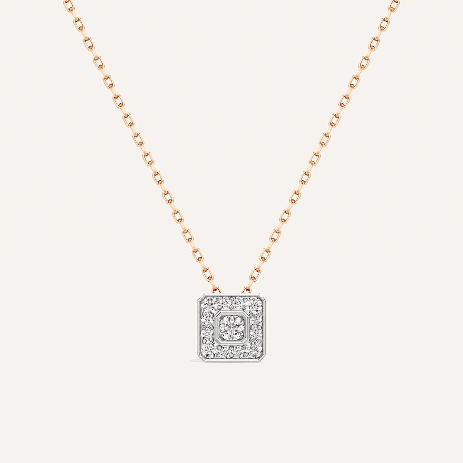 Softly Framed Asscher Diamond Pendant with Chain