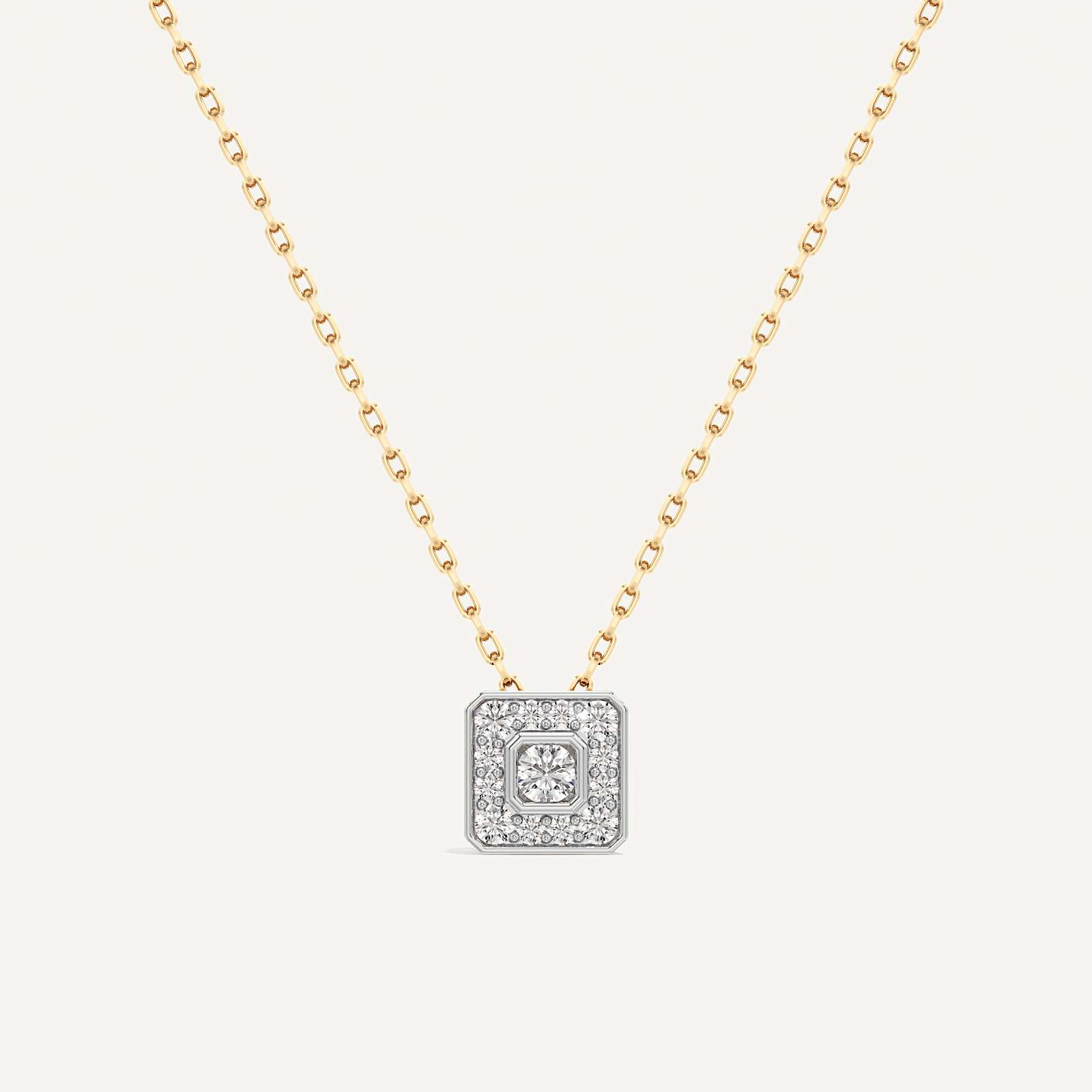 Softly Framed Asscher Diamond Pendant with Chain