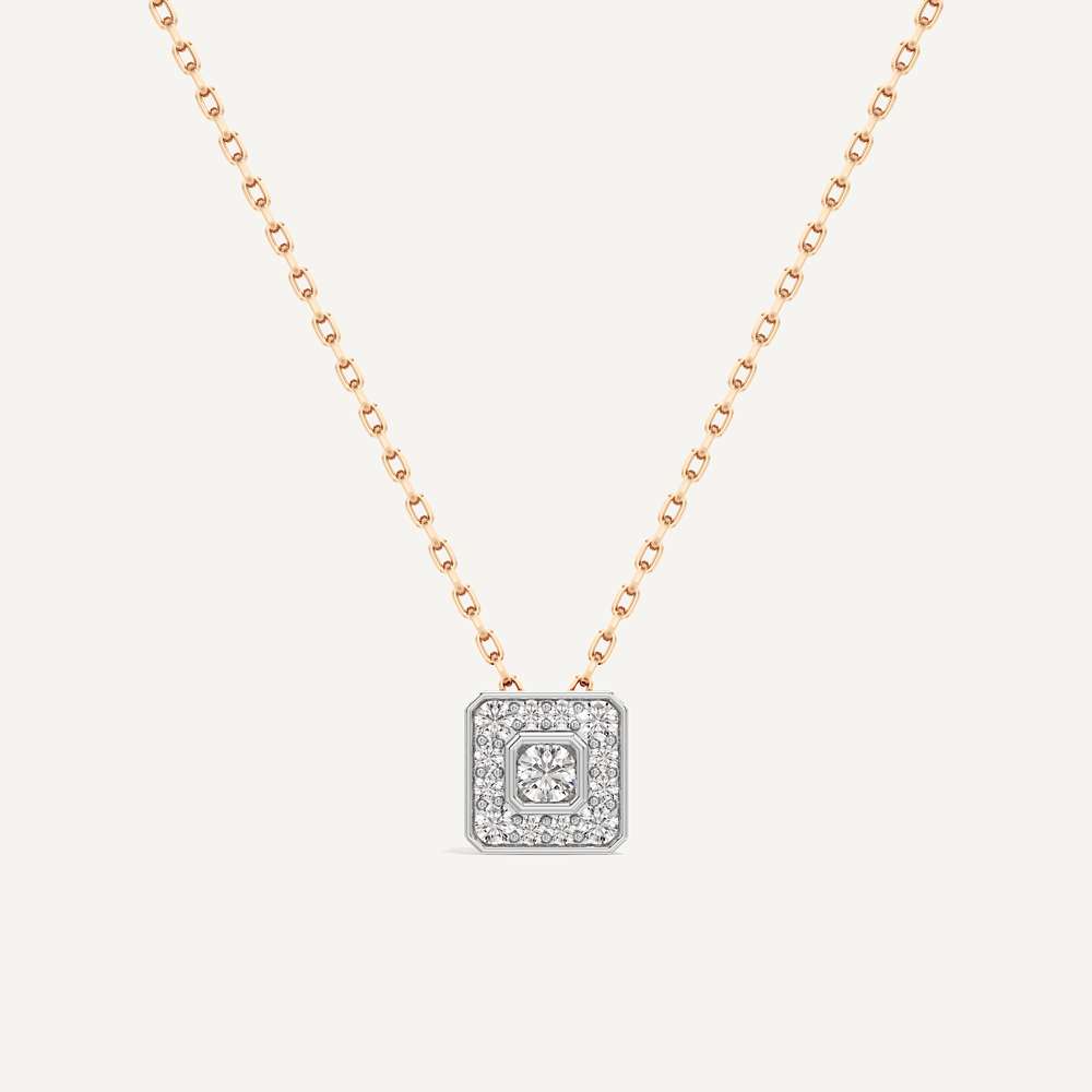 Softly Framed Asscher Diamond Pendant with Chain