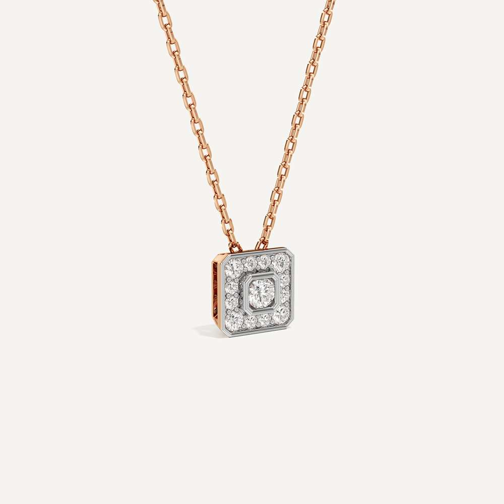 Softly Framed Asscher Diamond Pendant with Chain