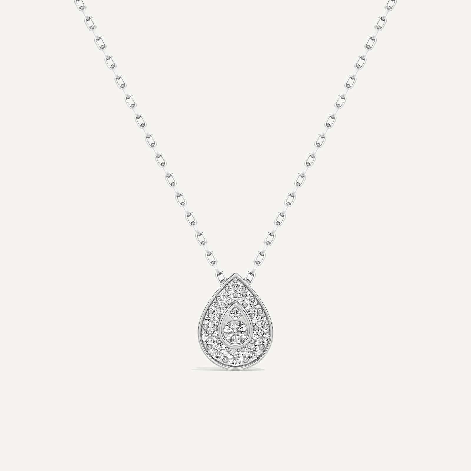 Quietly Seen Pear Diamond Pendant with Chain