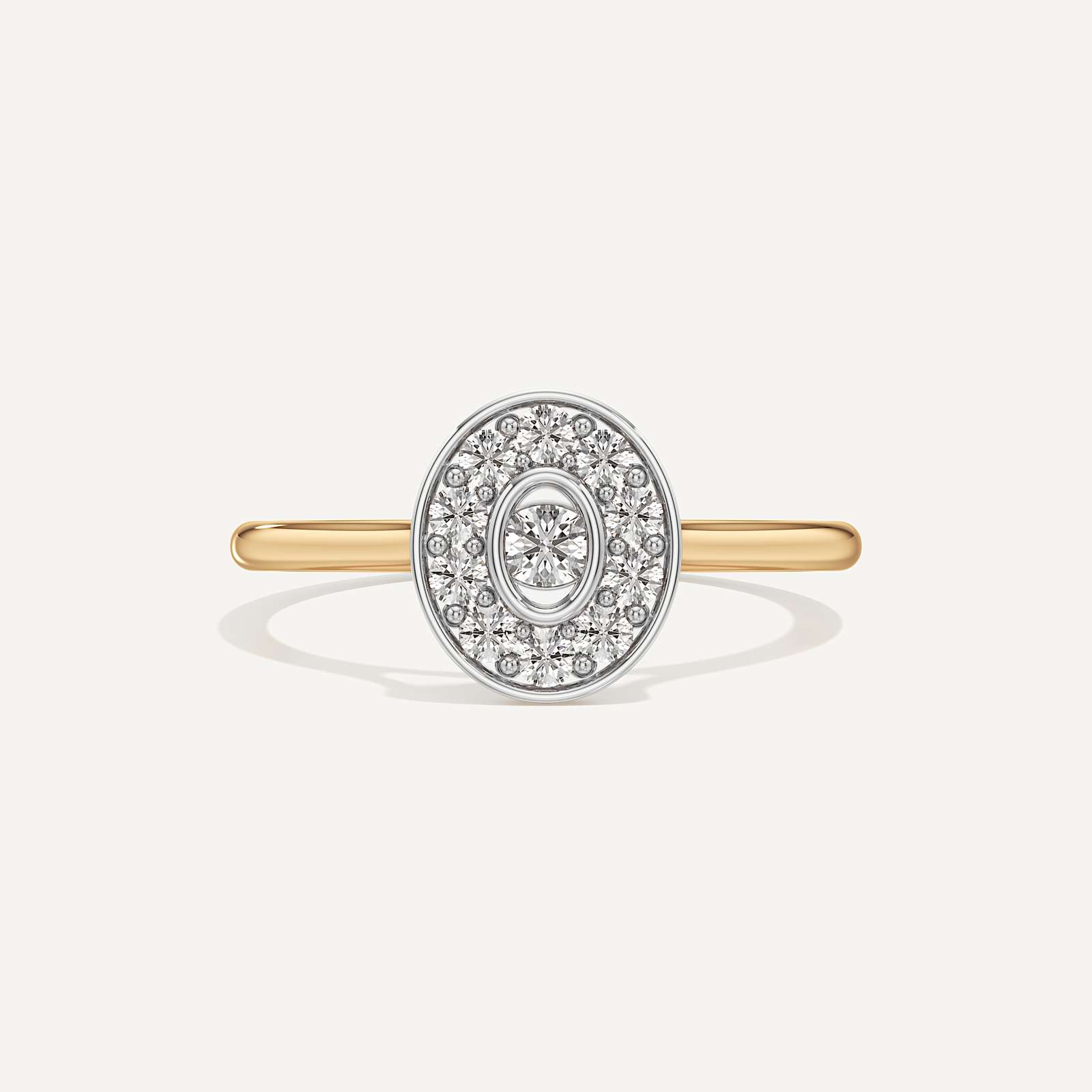 Held Close Oval Diamond Ring