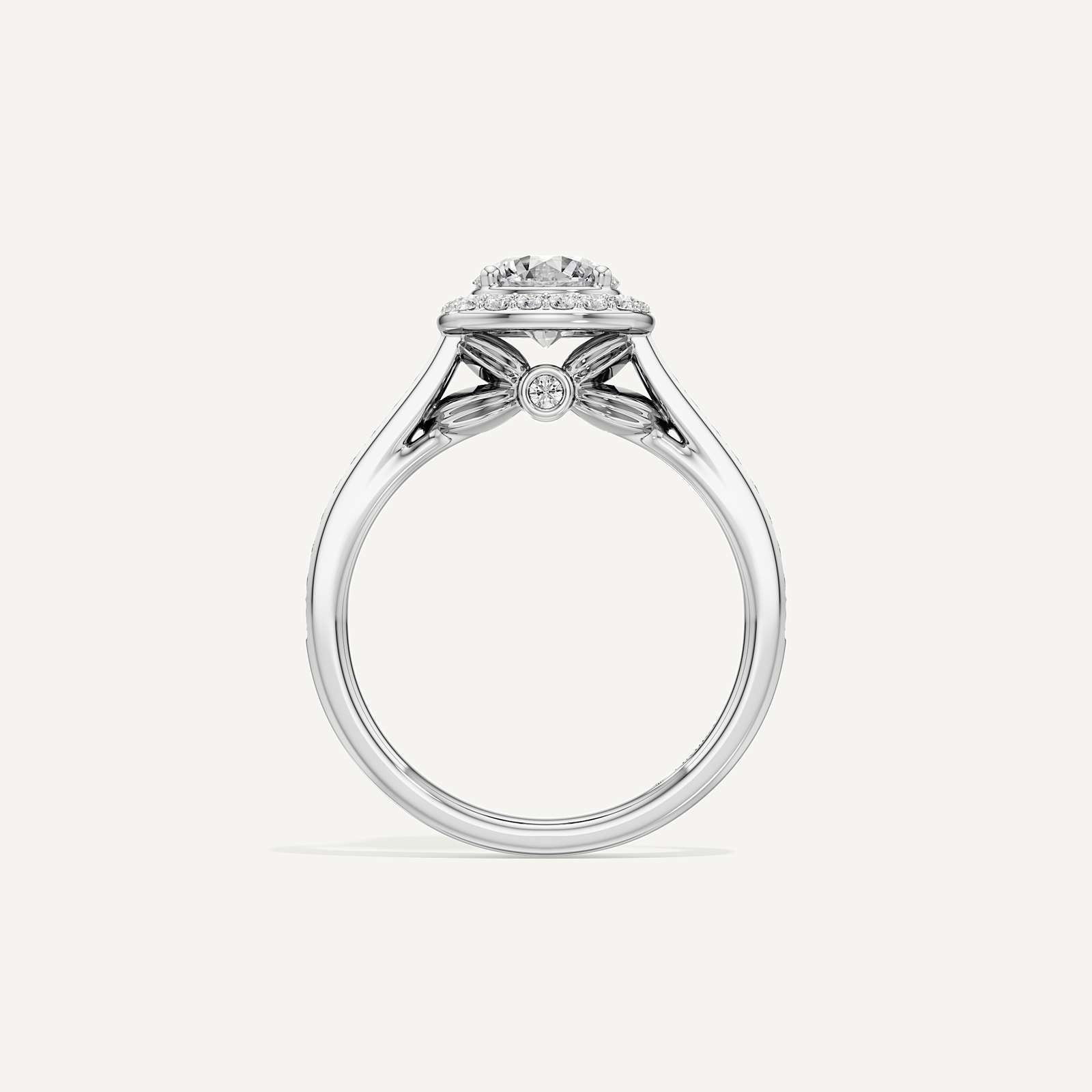 Celeste Hidden Accent Cathedral Halo Diamond Engagement