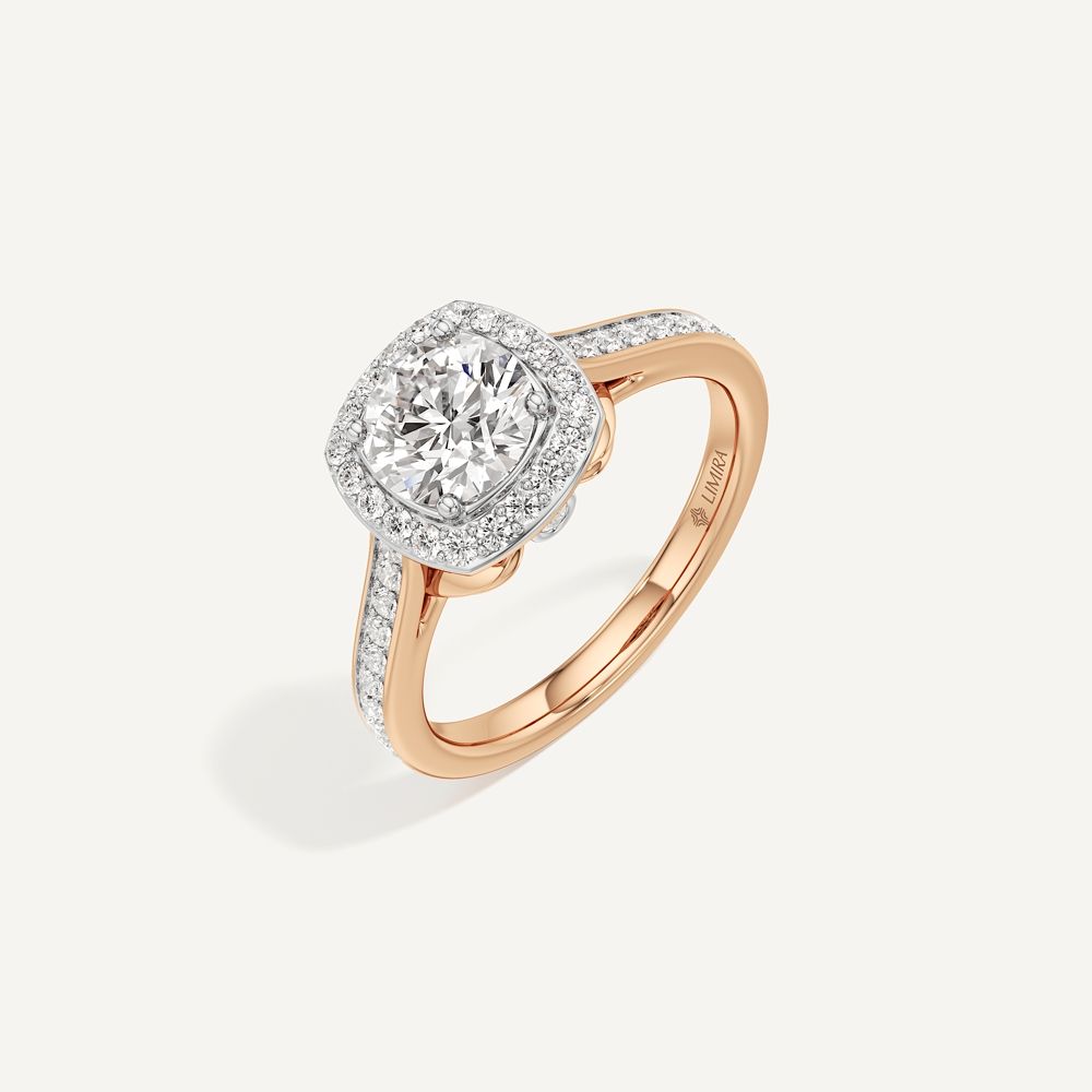 Celeste Hidden Accent Cathedral Halo Diamond Engagement
